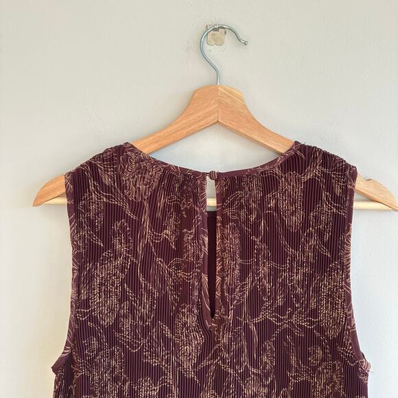 Evereve Hazel Pleated Floral Print Mini Dress Burgundy XS - Picture 4 of 8
